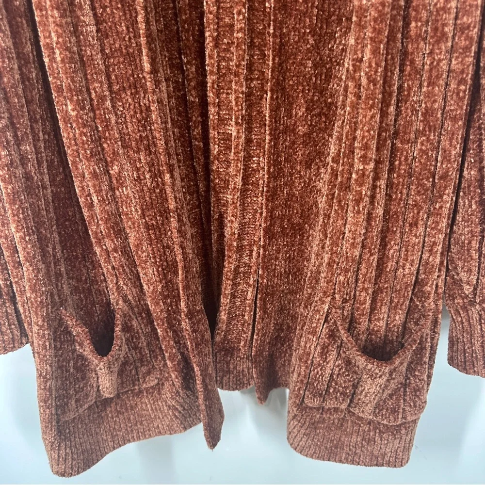 Woman Within Rust Orange Chenille Cardigan Sweater Size Large 18/20 Soft - Picture 4 of 6